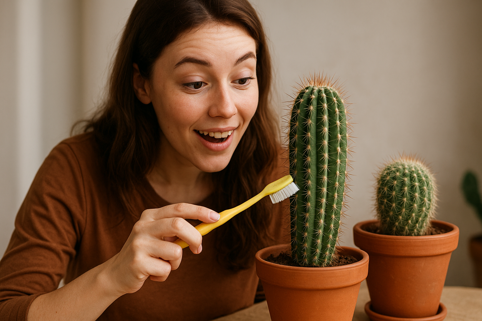 escova de dente salvou meus cactos