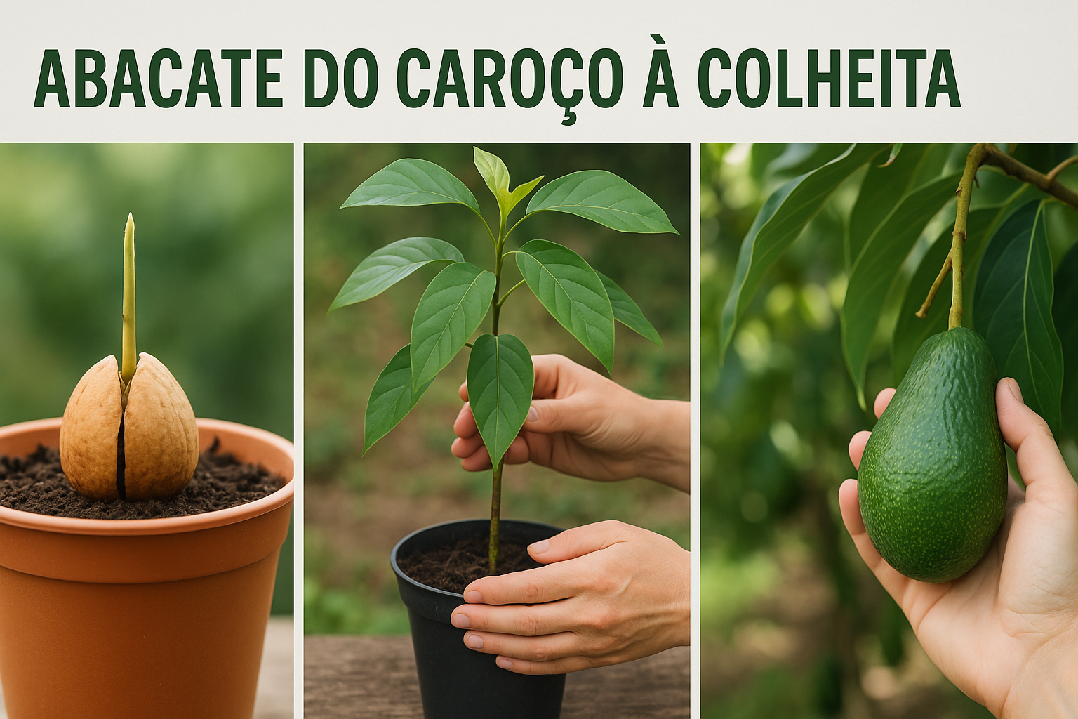 Abacate do caroço à colheita