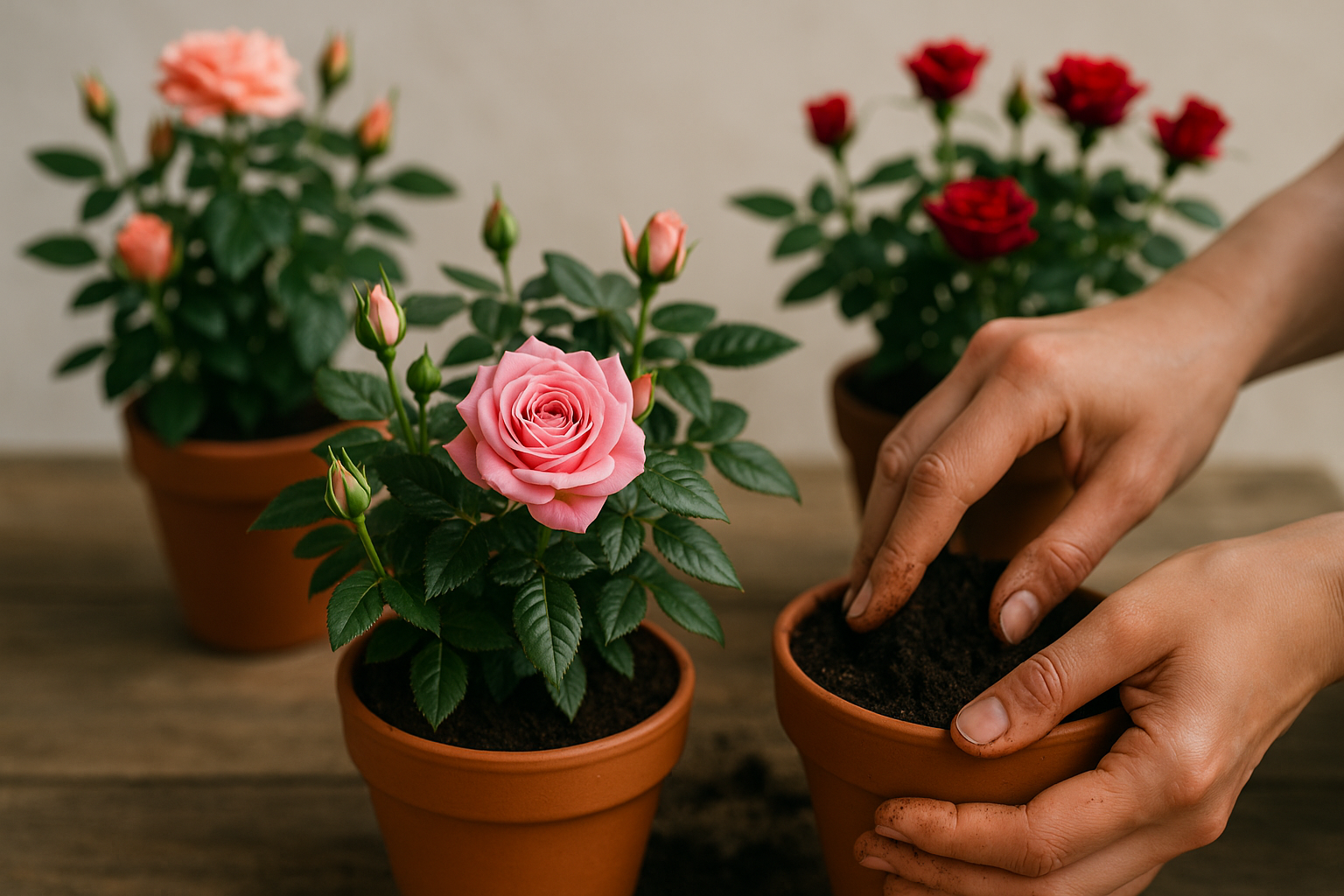 Mini Rosas em Vasos